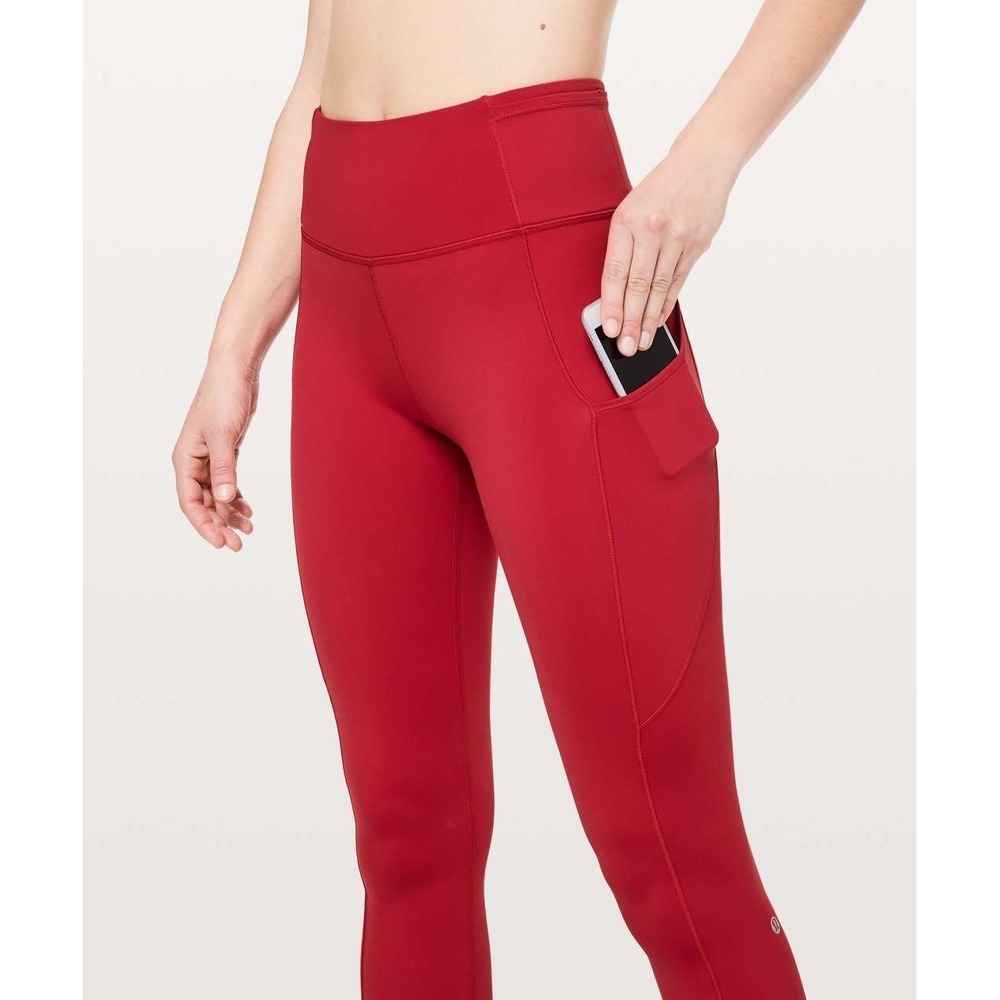 Lululemon Fast & Free 7/8 Tight II Womens 8 Red Non-Reflective Nulux Pockets Run